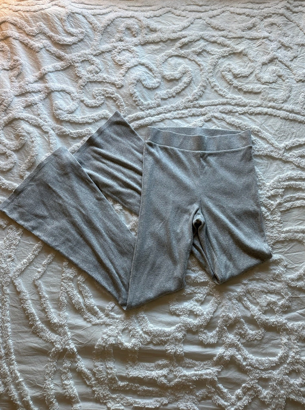 aerie grey ribbed flare pants