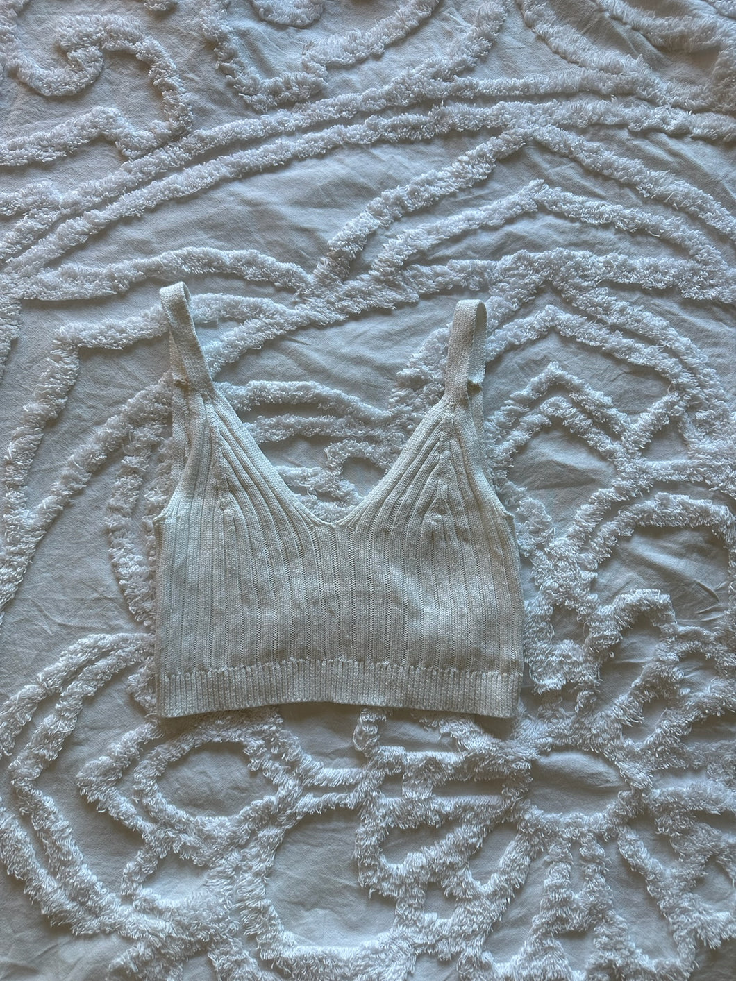 aerie white knit tank top